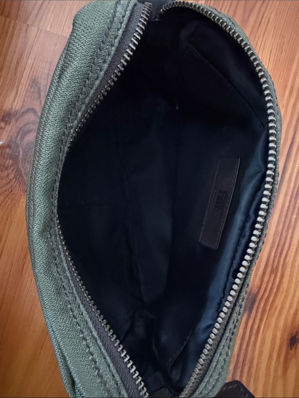 Frye Olive Canvas Carter Dopp Kit with Leather trim - Picture 6 of 13